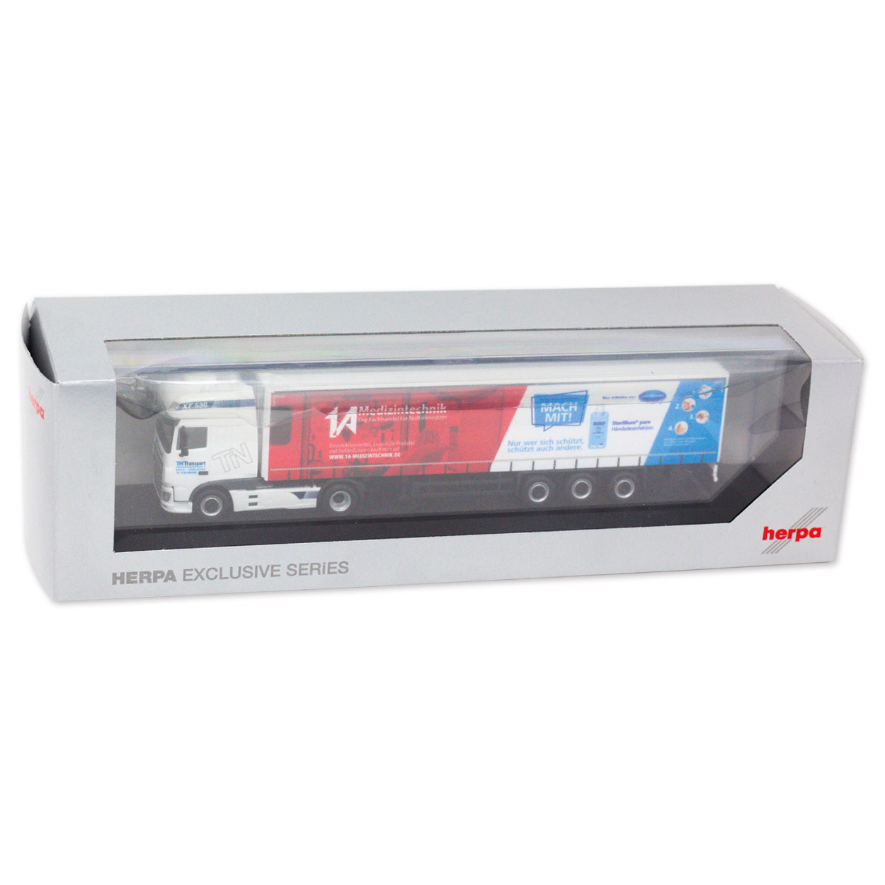 Herpa 1A Modelltruck inkl. PC-Vitrine