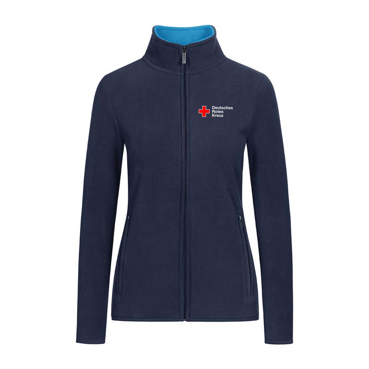 DRK-Doppelfleecejacke Damen in navy, mit Kompaktlogo