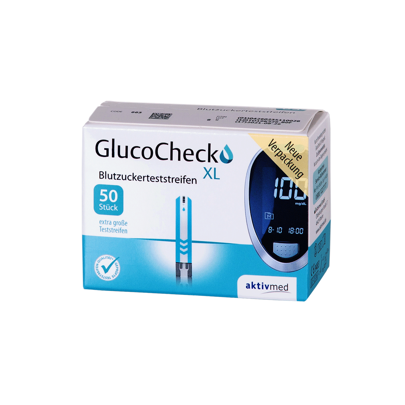 GlucoCheck XL Blutzuckerteststreifen - Packung à 50 Stück
