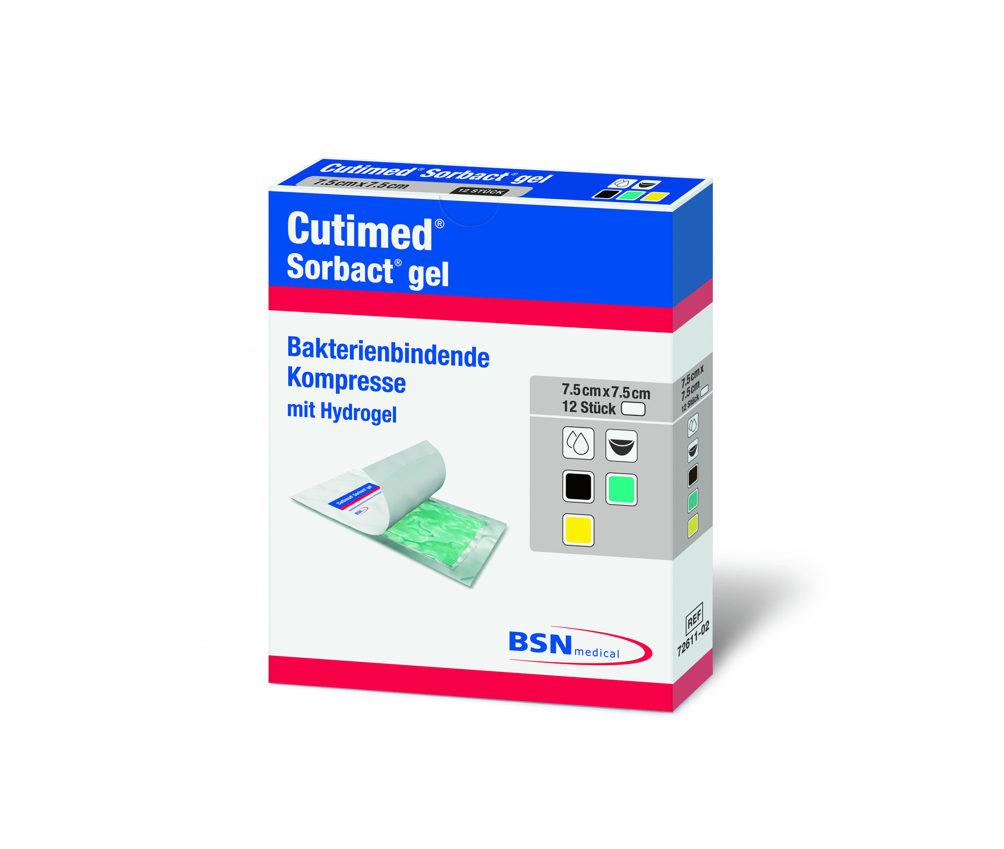Cutimed Sorbact Gel, 7,5 x 7,5 cm, Kompressen - 12 Stück