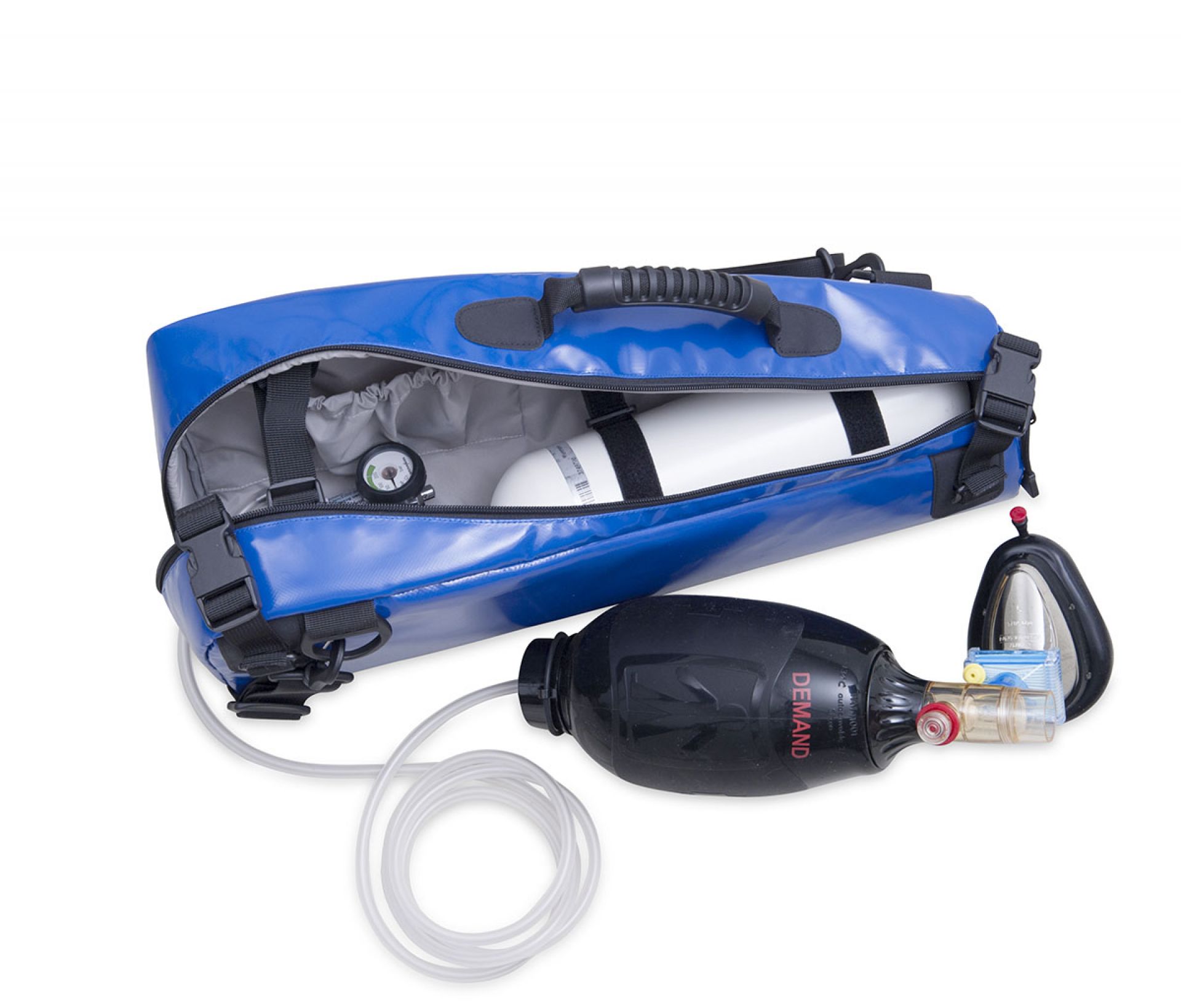 OXYBAG für 2-Liter Sauerstoffflaschen (Farbe: Blau) (Max. Flaschenlänge inkl. Druckminderer: 500 mm)