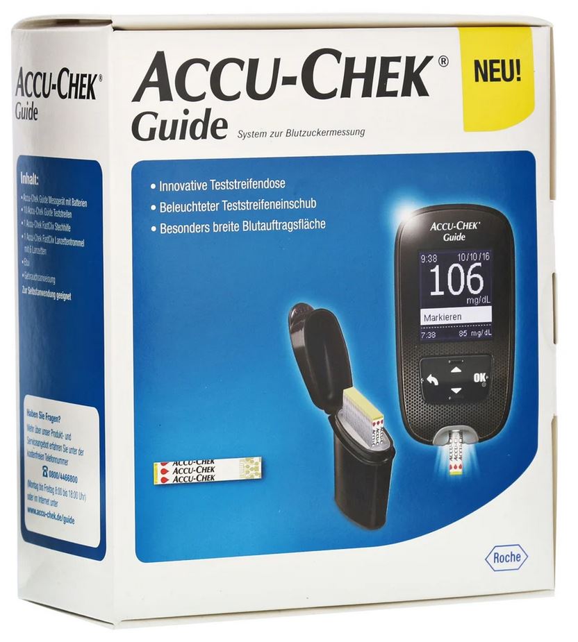 ACCU-CHEK Guide Blutzuckermessgerät, Set mit 10 Teststreifen