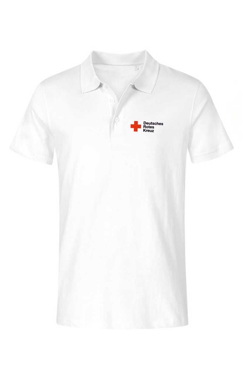 Poloshirt Jersey weiß mit DRK Kompaktlogo