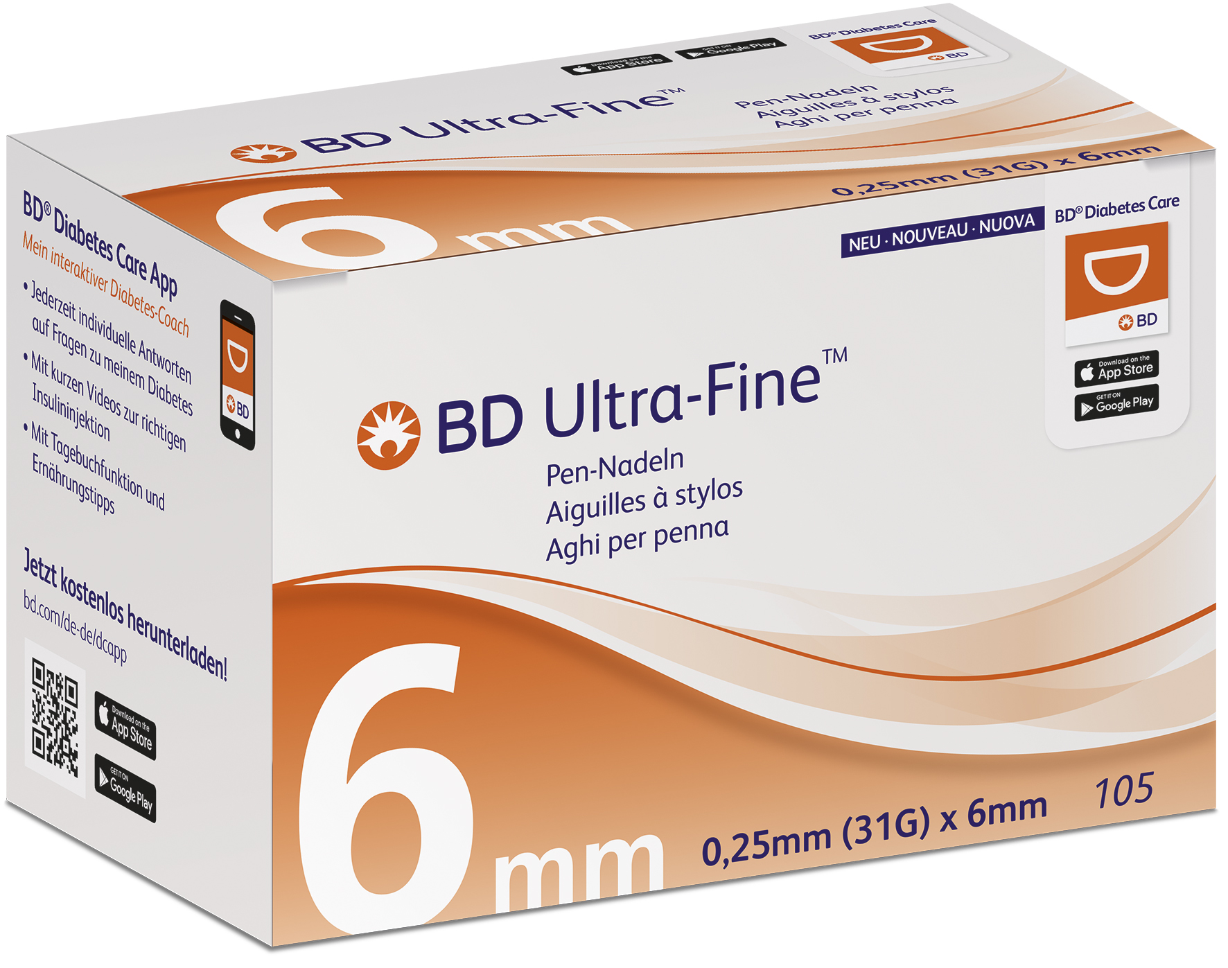 Ultra-Fine PRO Pen-Nadeln 32G, 0,25 x 6 mm - Packung à 105 Stück