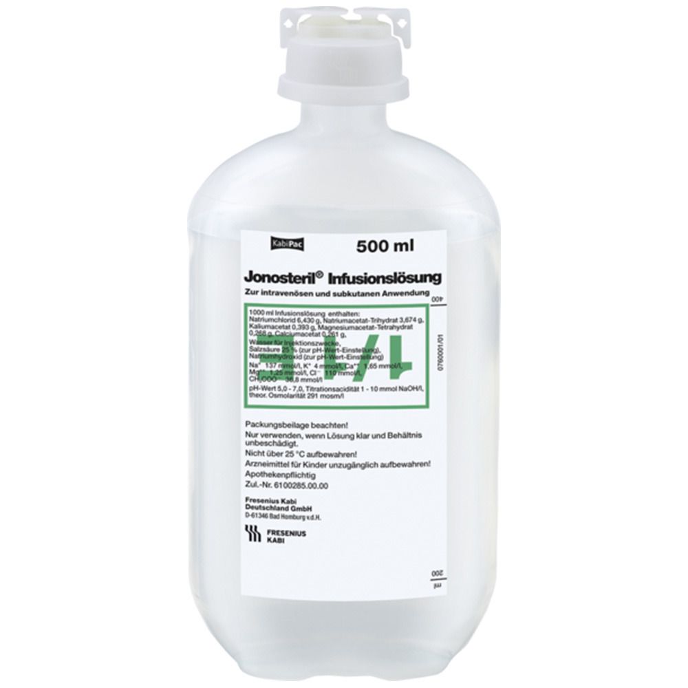 Jonosteril, Infusionsflasche, Plastik, 500 ml, Karton à 10 Stück