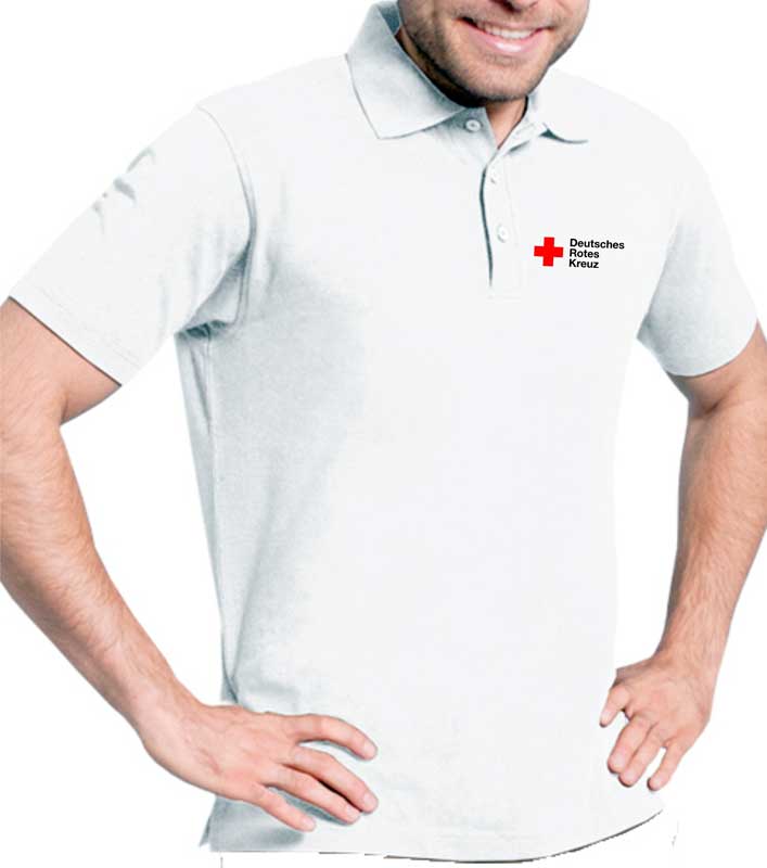 Poloshirt weiß mit DRK Kompaktlogo