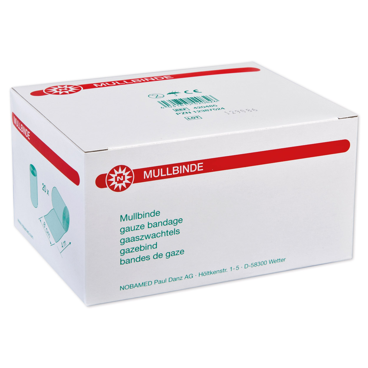 MULLBINDE in Folie, 4 cm x 4 m - Packung à 20 Stück