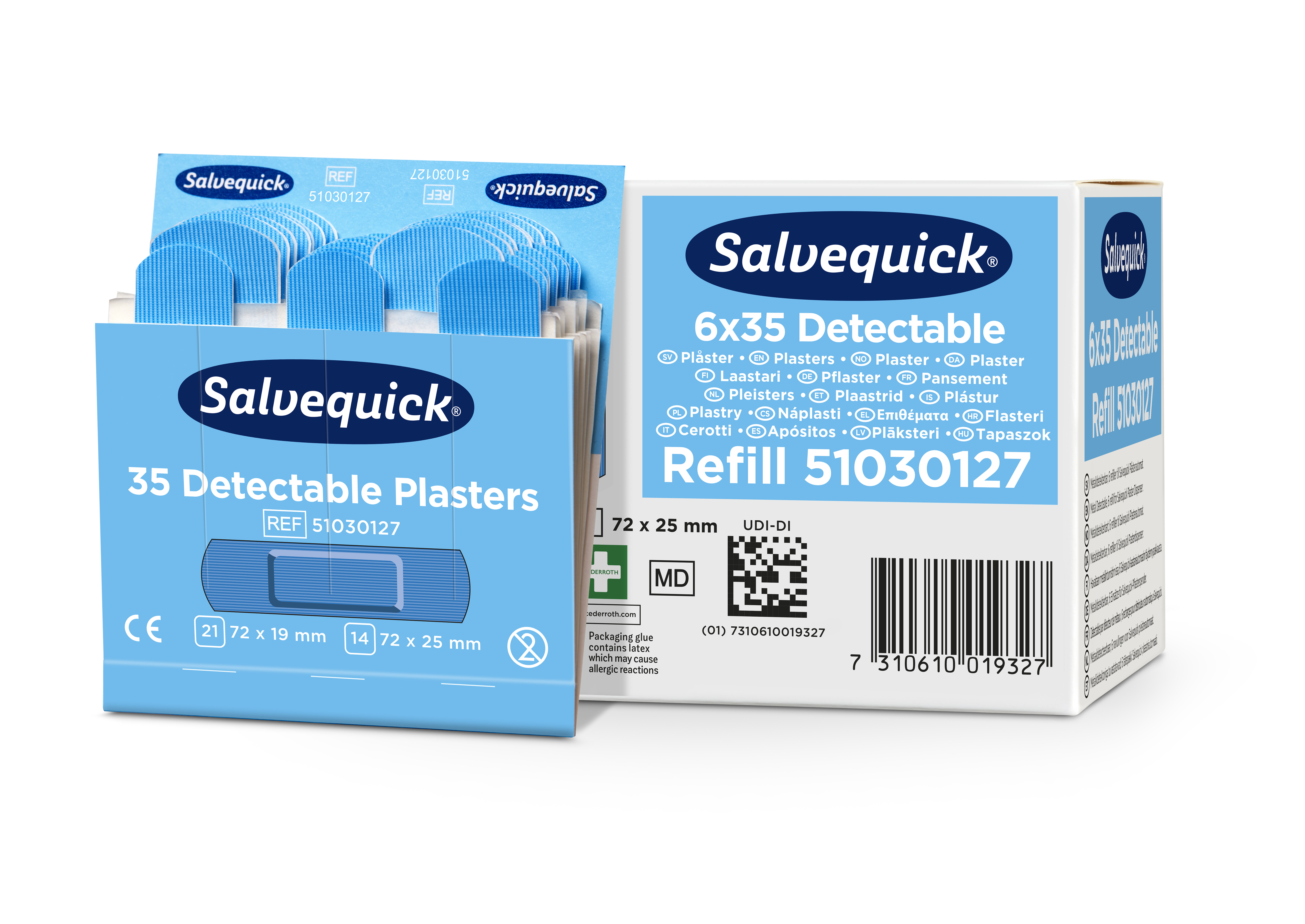 Cederroth Salvequick Blue Detectable Pflastermix - 6 x 35 Stück