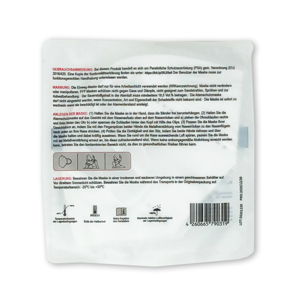 FFP2 Atemschutzmaske Makena NR, einzeln verpackt
