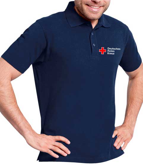 Poloshirt blau Mischgewebe mit DRK Kompaktlogo