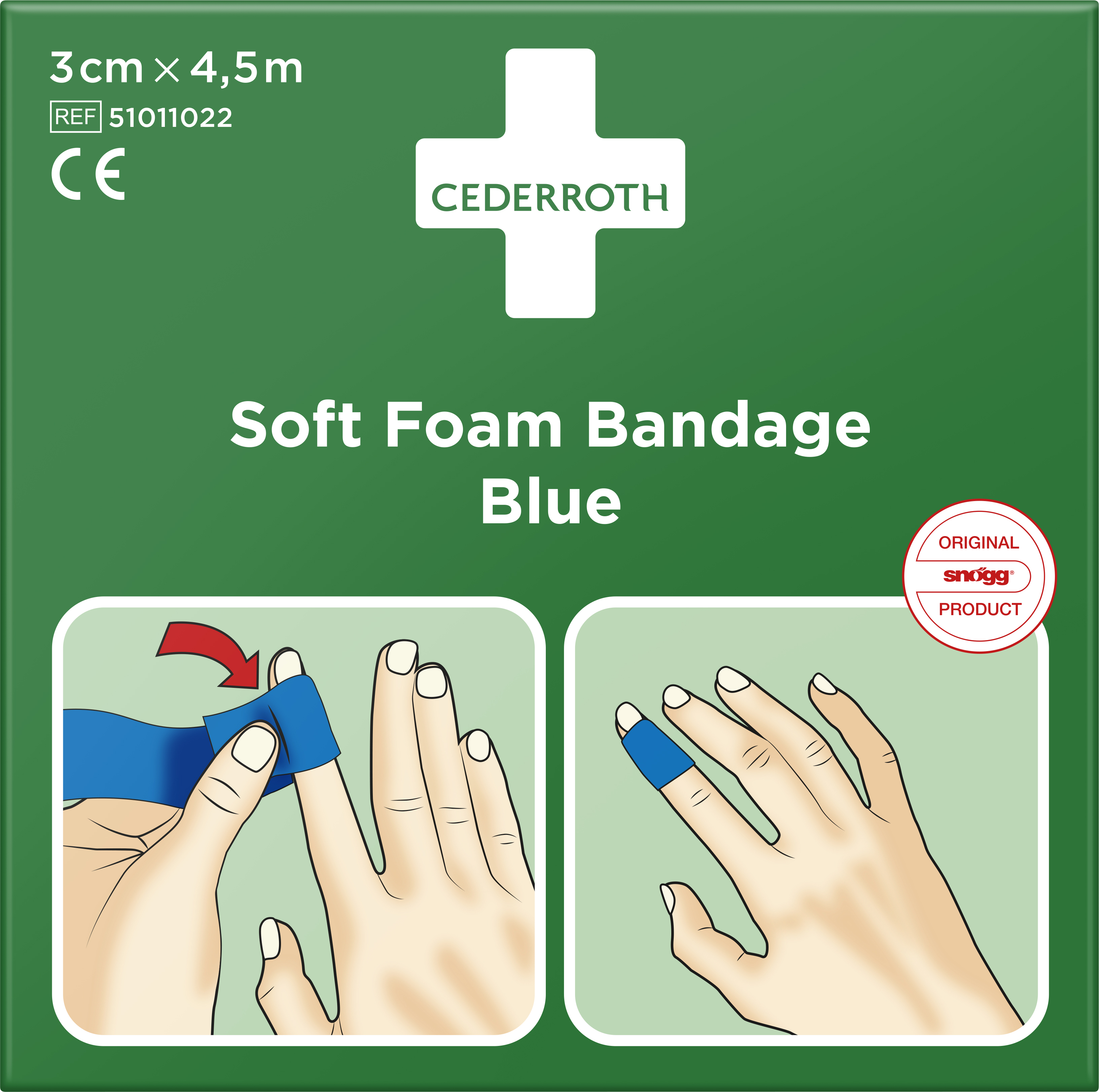 CEDERROTH Soft Foam Bandage Blue 3 cm x 4,5 m