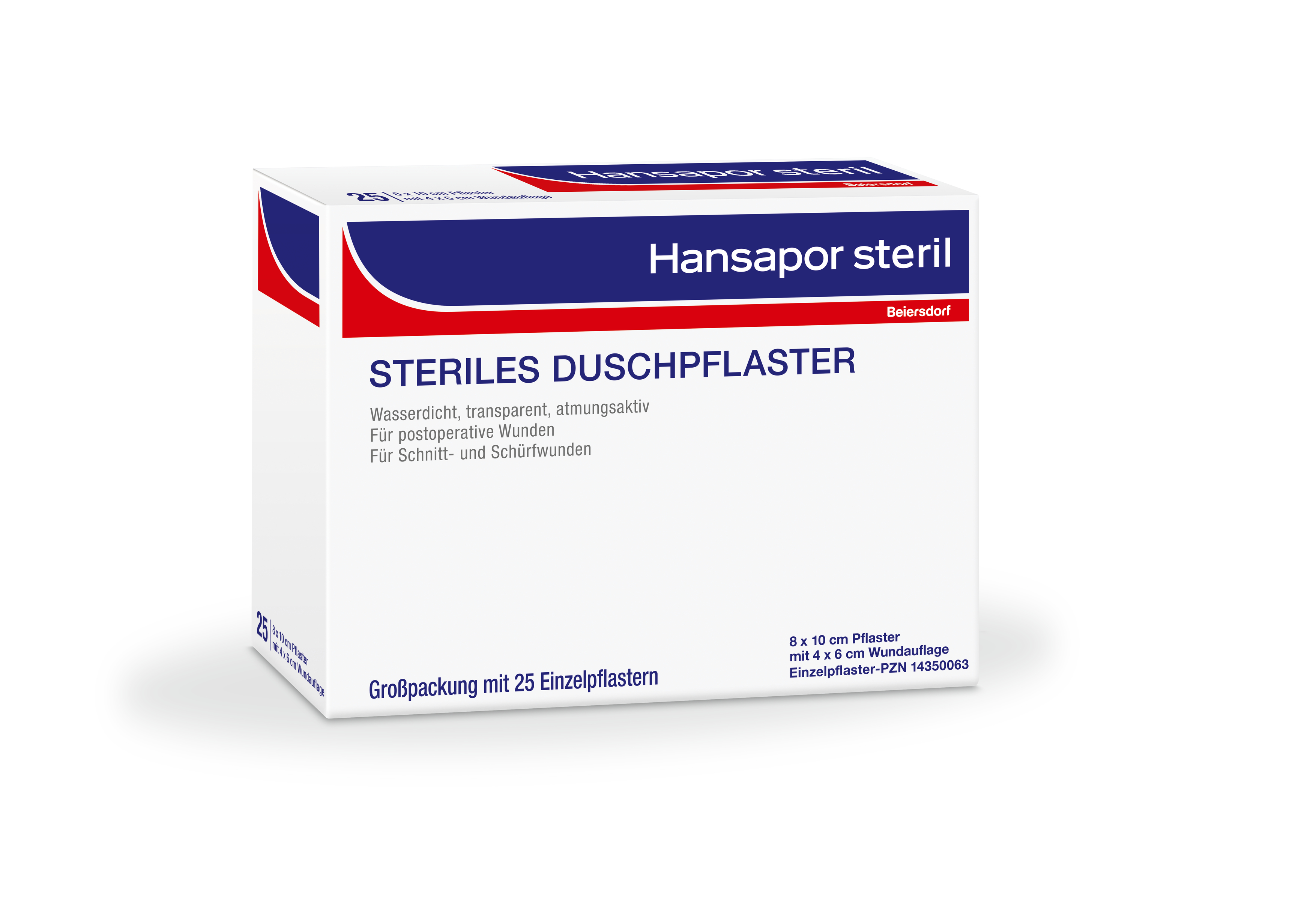 Hansapor Steril Duschpflaster 25er Packung, 8 x 10cm