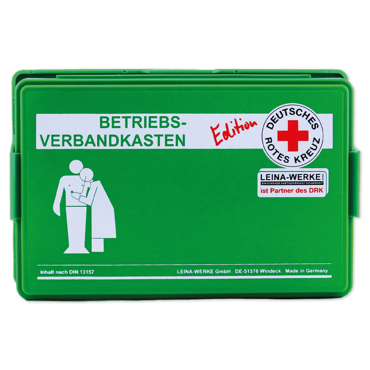 Betriebsverbandkasten - klein - DRK-Edition, grün, mit Wandhalterung