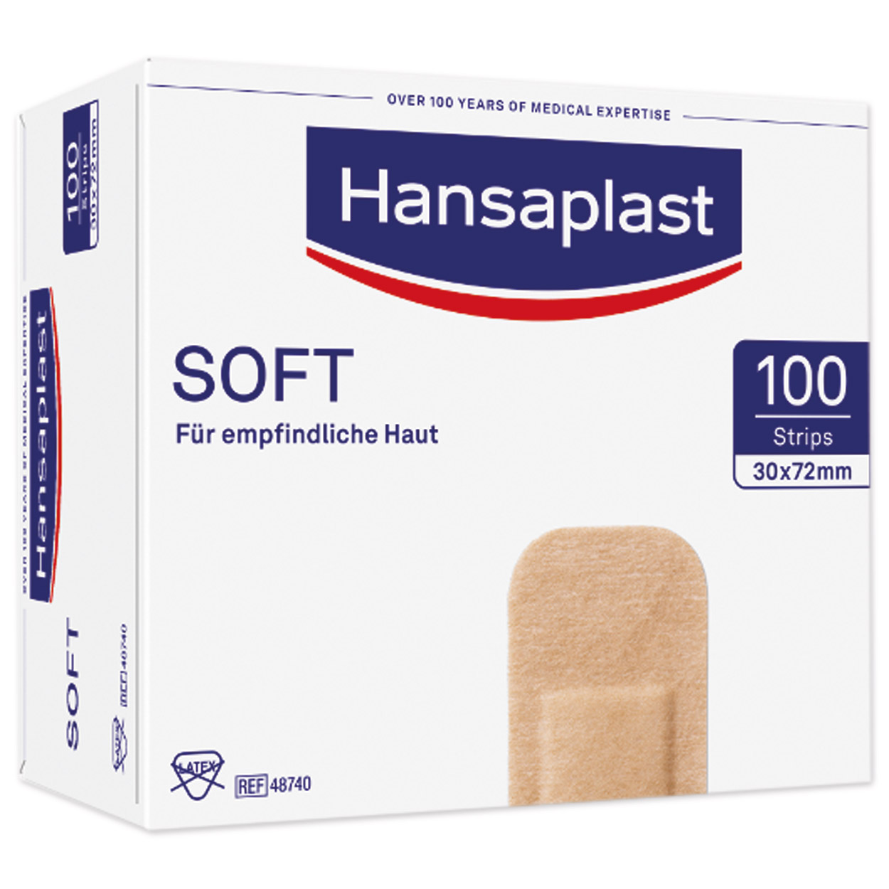 Hansaplast Soft 3 x 7,2 cm - Packung à 100 Stück