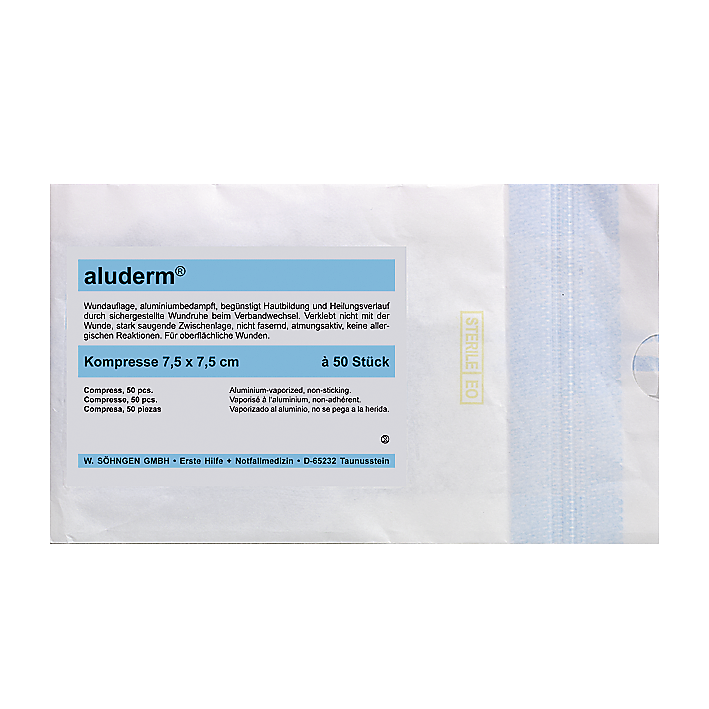 aluderm® Kompressen 7,5 x 7,5 cm 50 Stück in Steriltüte