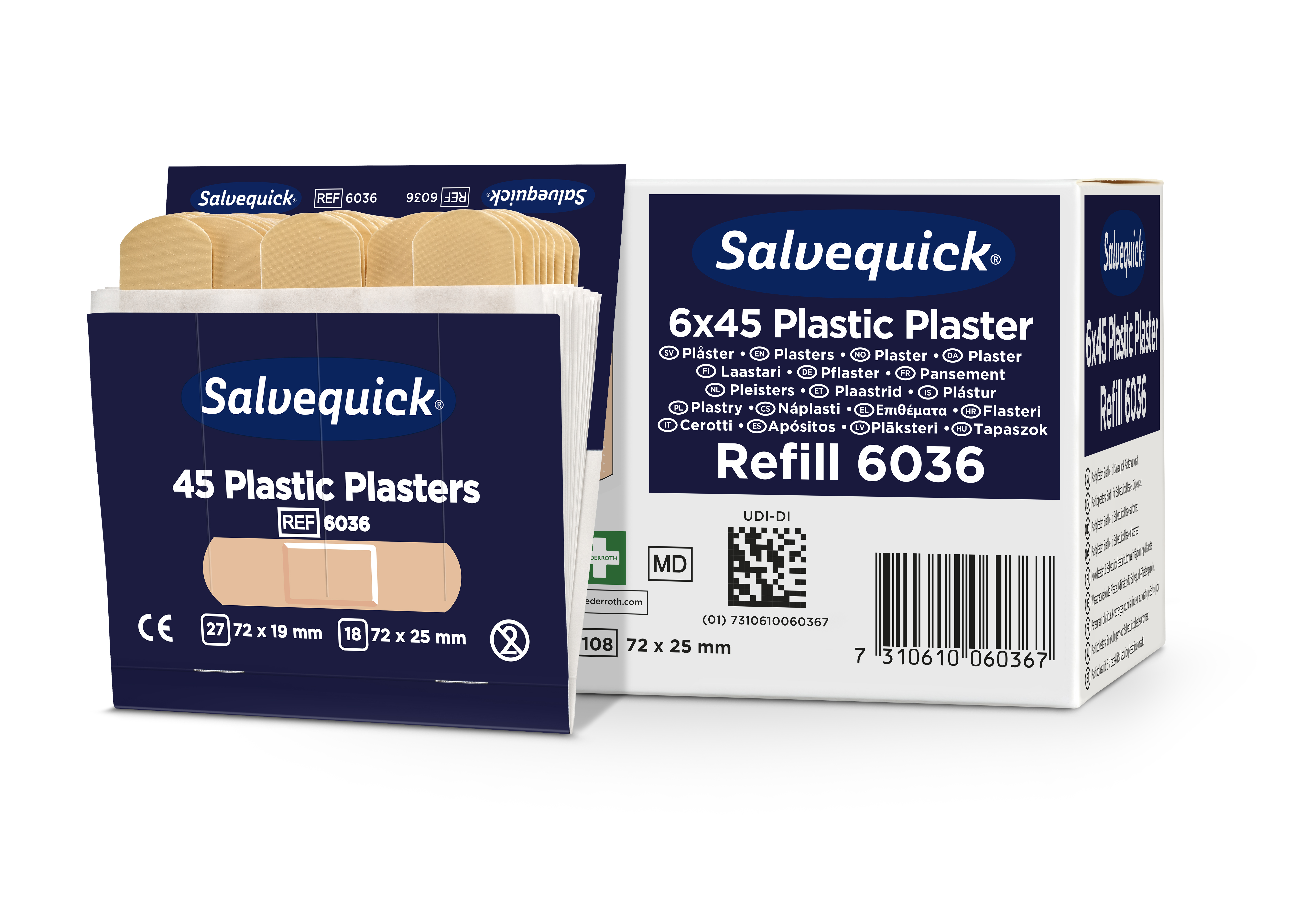 Cederroth Salvequick Plastic Pflaster - 45 Stück Pflaster