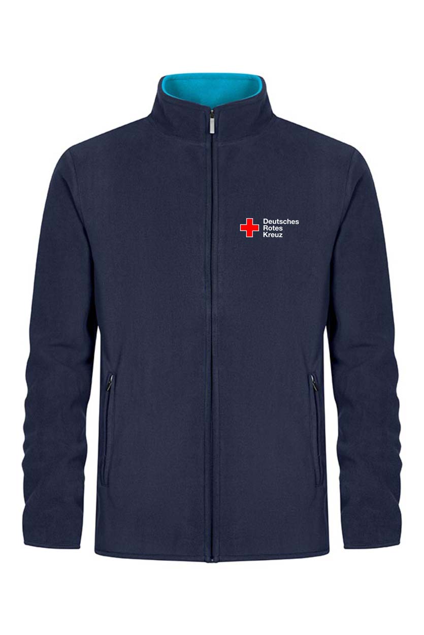 DRK-Doppelfleecejacke für Herren in navy mit Kompaktlogo