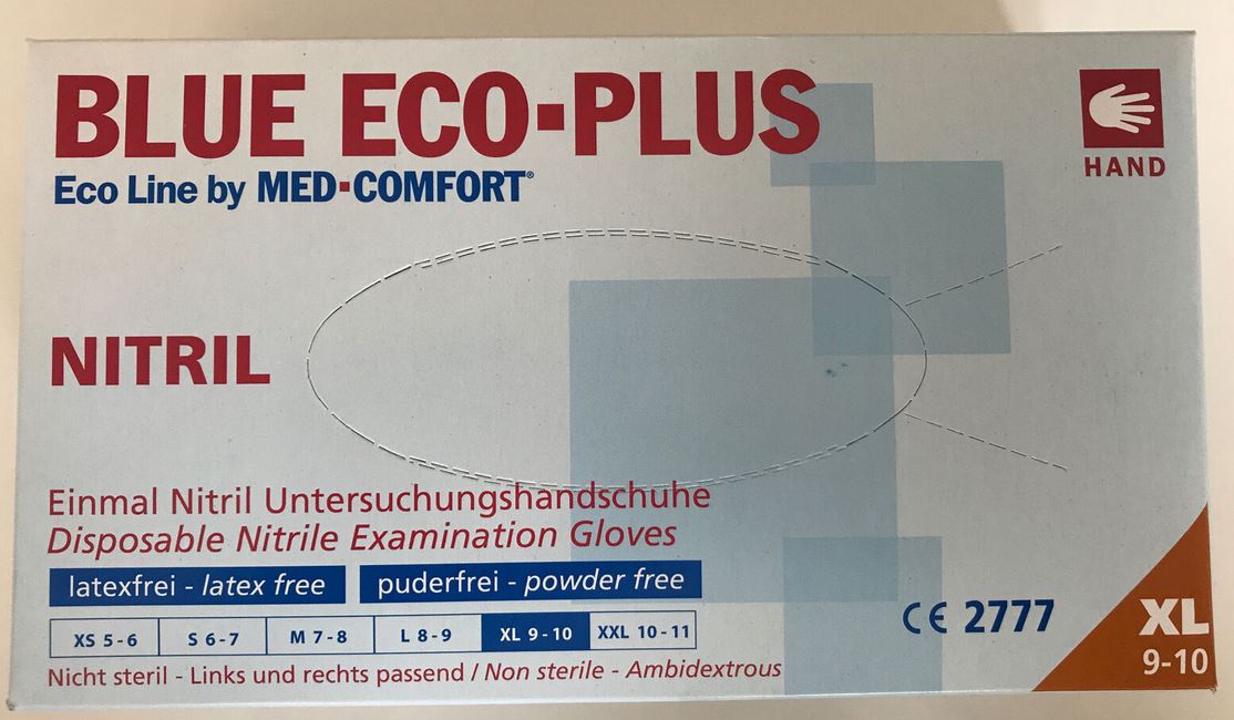 Nitril Einmalhandschuhe Blue Eco-Plus Größe L - Packung à 100 Stück