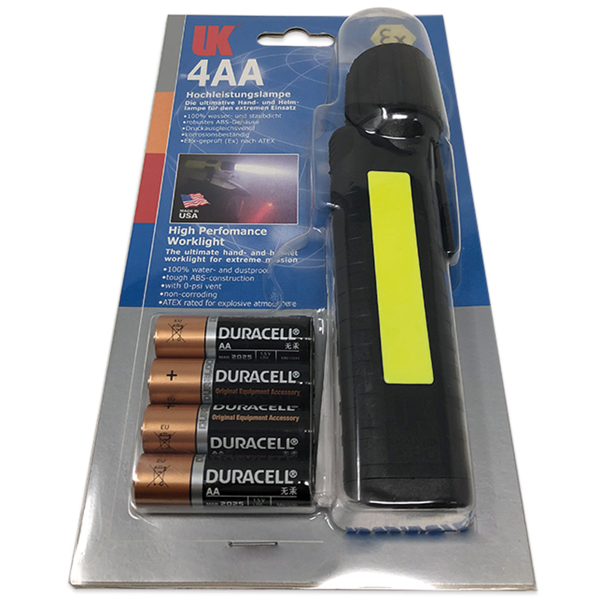 UK Helmlampe 4AA eLED CPO, ES Frontschalter in schwarz