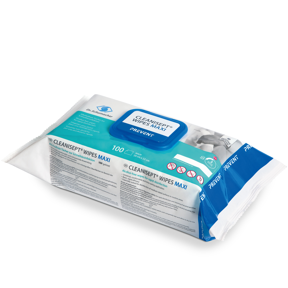 CLEANISEPT WIPES maxi Desinfektionstücher, 1 Flowpack à 100 Tücher