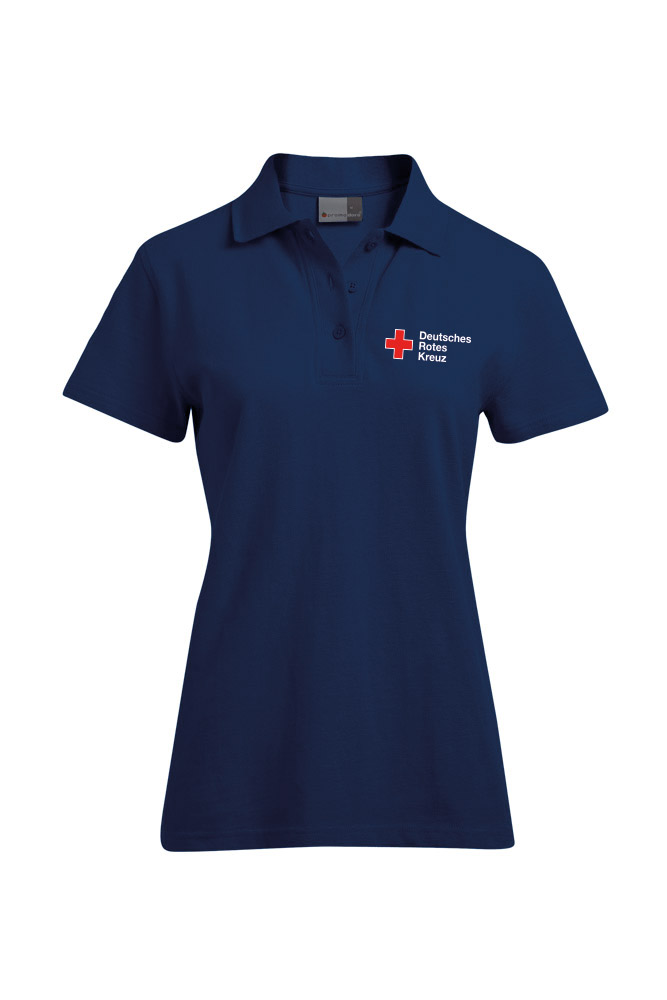 Poloshirt Lady blau mit DRK Kompaktlogo