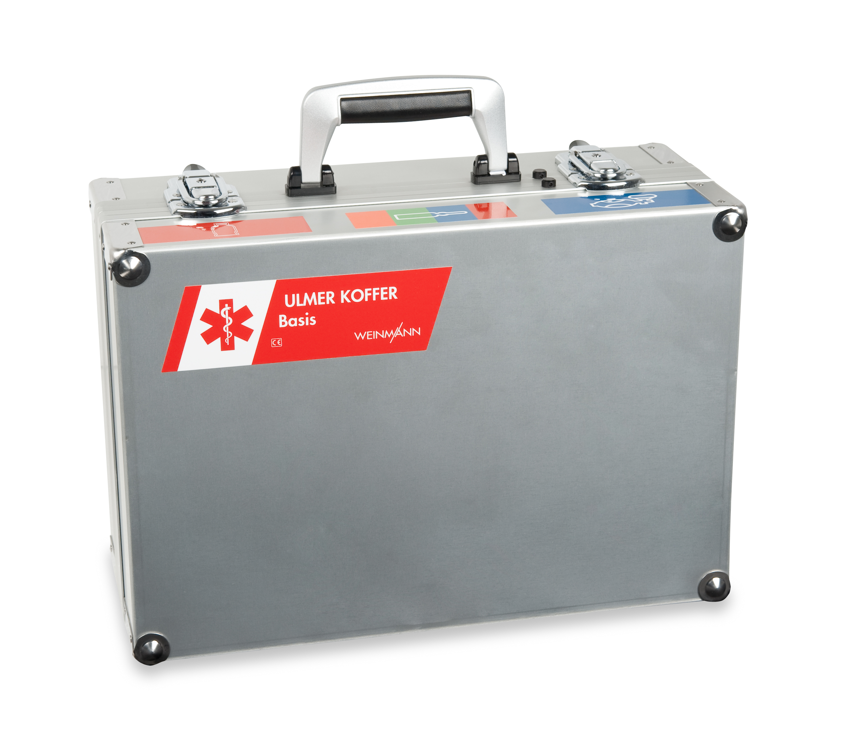 ULMER KOFFER Basis, leer Aluminiumkoffer, eloxiert, 42,8 x 33,2 x 18,5 cm, mit Halterungen und Einsätzen zur Aufnahme aller empf. Geräte und Materialien sowie Ampullenleisten für 21 Ampullen