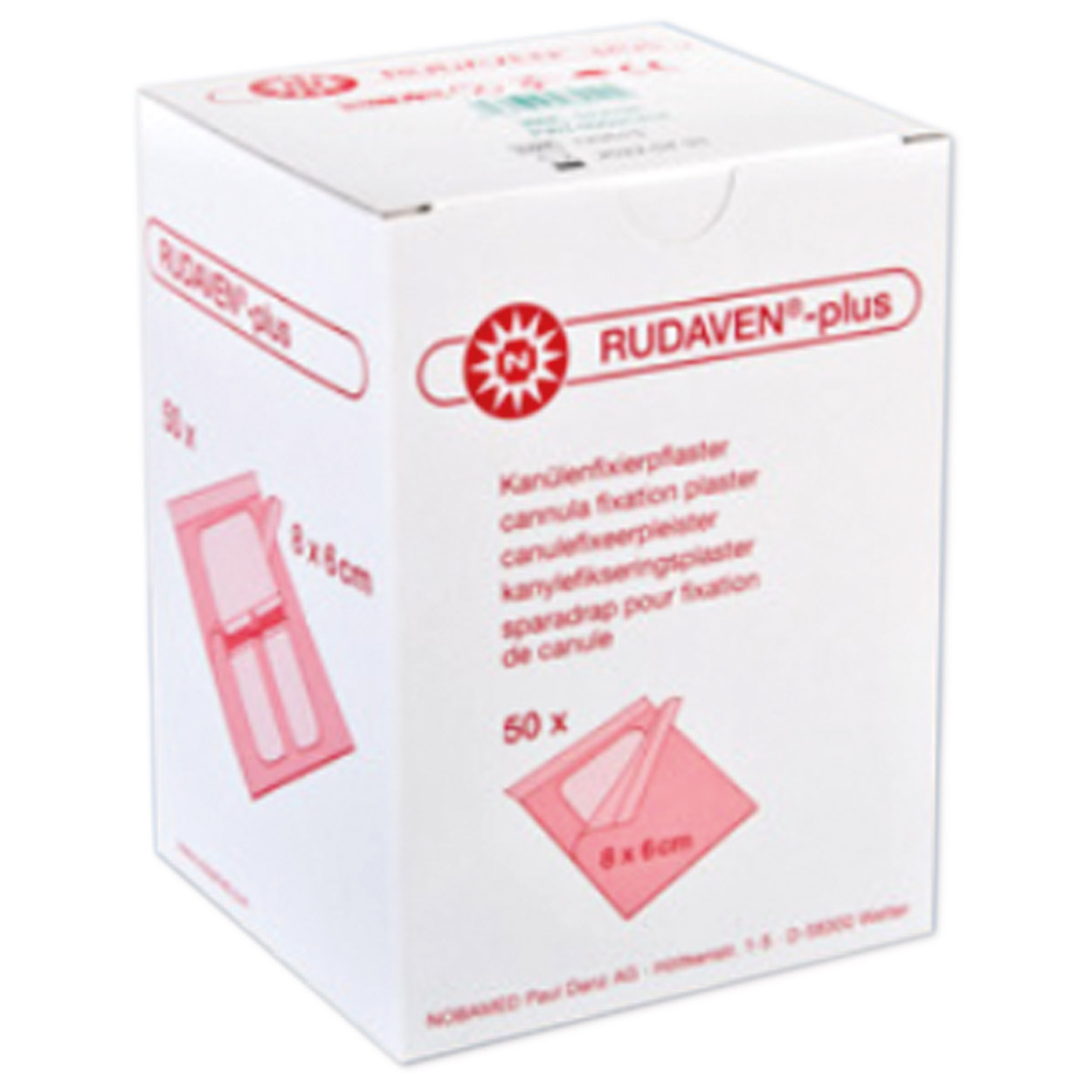 RUDAVEN-plus Kanülenfixierpflaster 6x8cm - Packung à 50 Stück