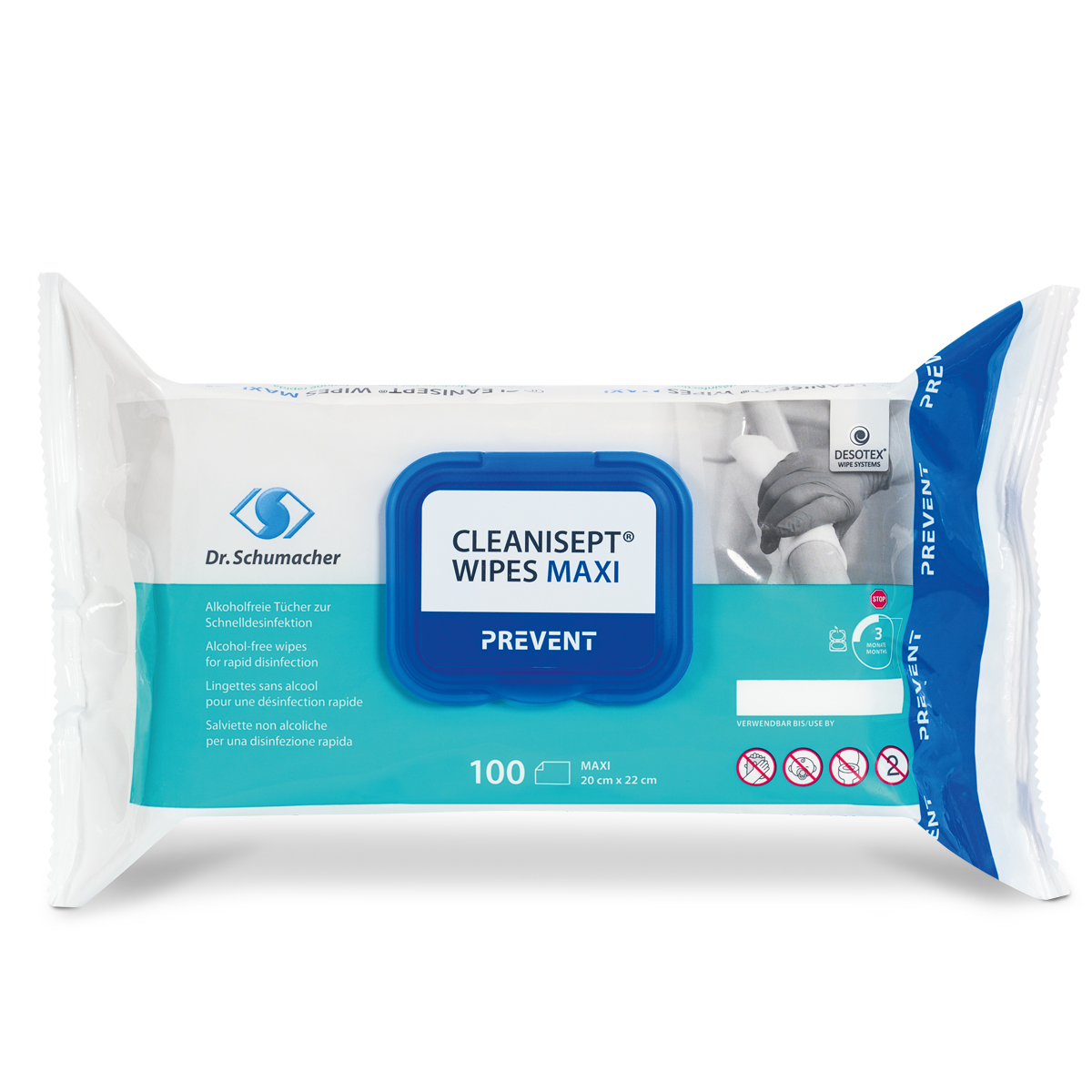 CLEANISEPT WIPES maxi Desinfektionstücher, 1 Flowpack à 100 Tücher