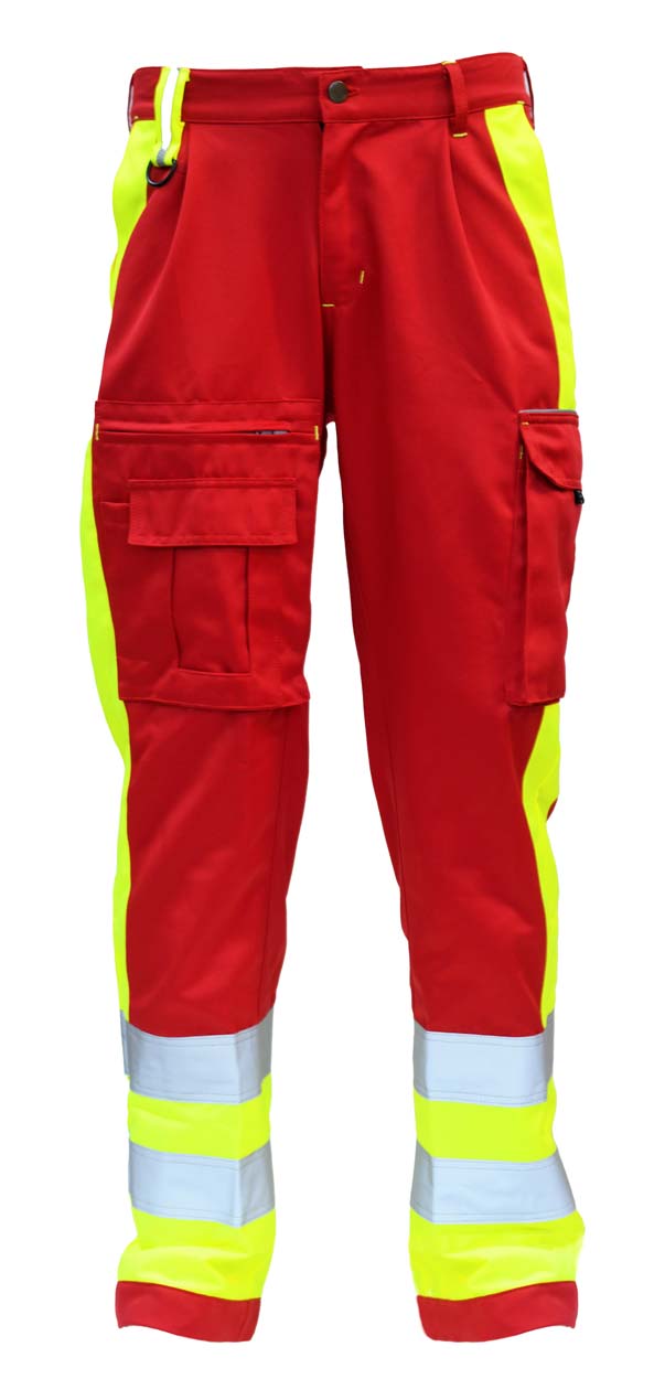 Einsatzhose Dynamic in rot/neongelb