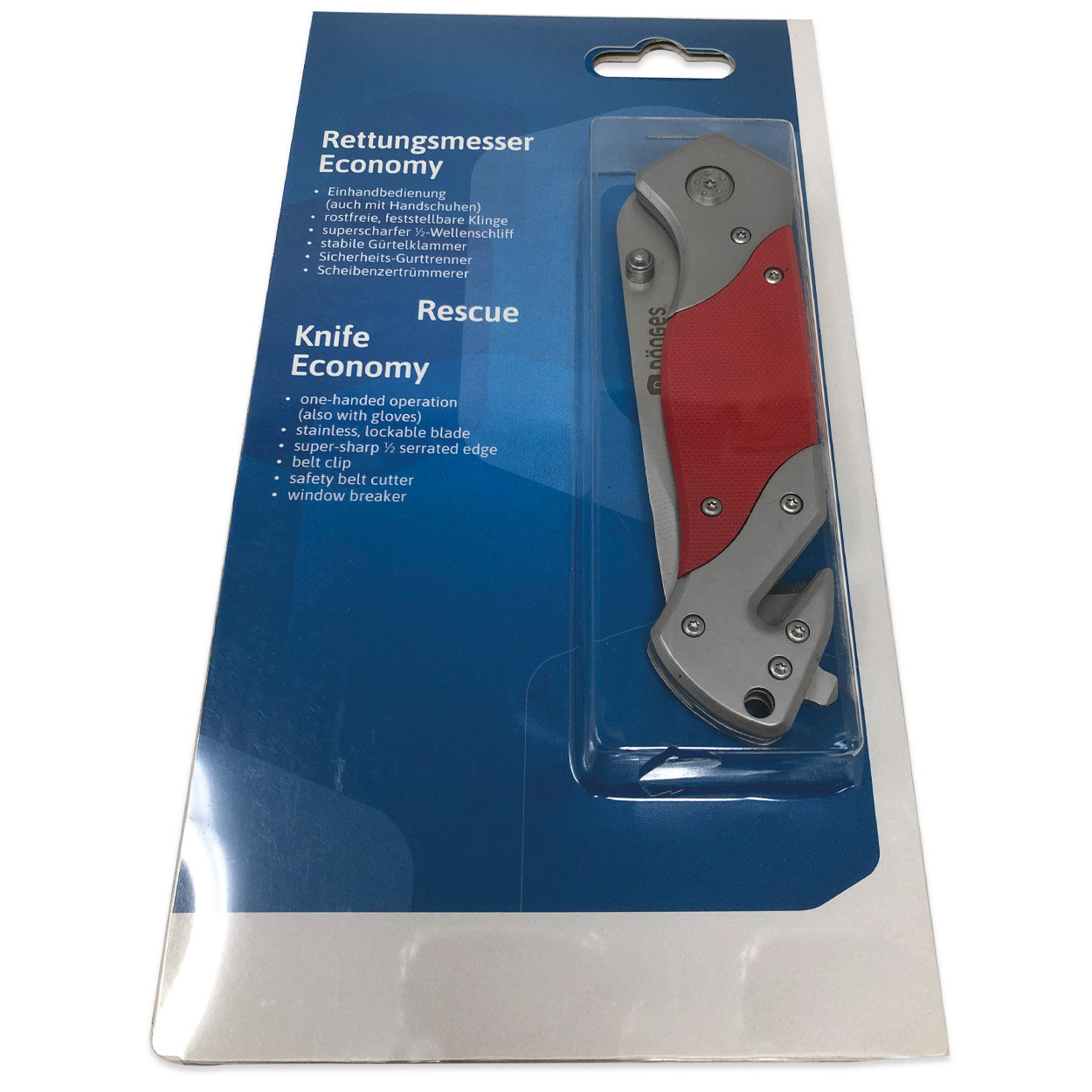 Rettungsmesser Economy in silber/rot