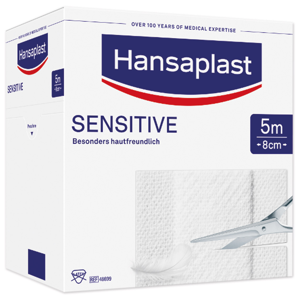 Hansaplast Sensitive Großpackung, 5m x 8cm