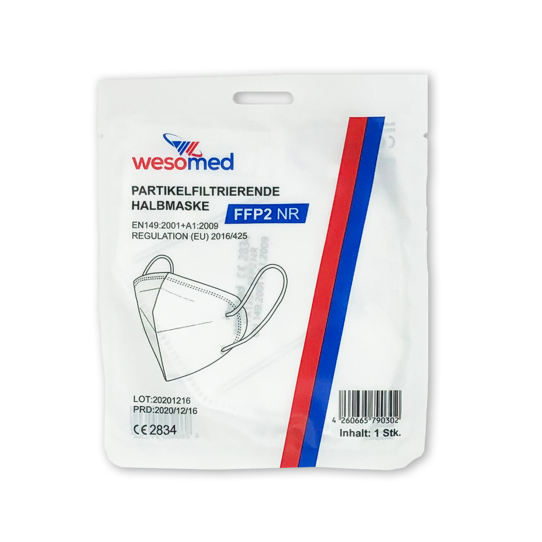FFP2 Atemschutzmaske Weso-Med YX 135 - einzeln verpackt