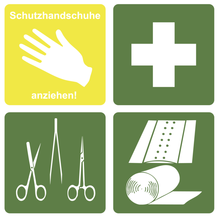 Piktogramm Erste-Hilfe 4 Motive, Block 70x70mm