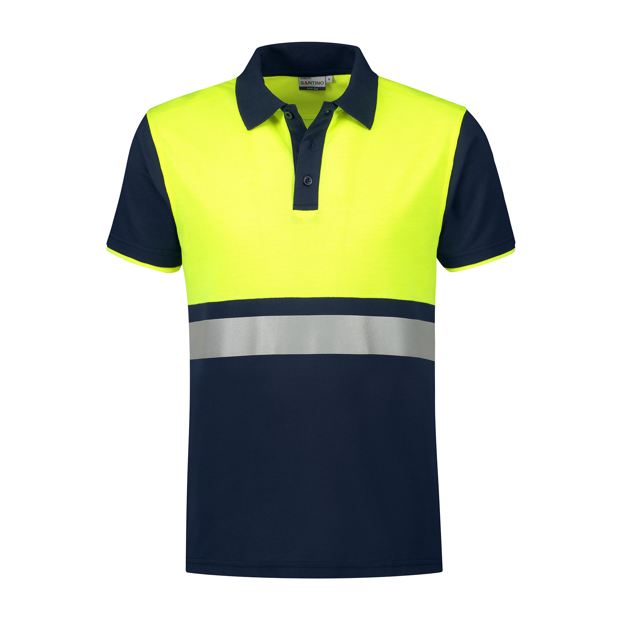 Santino Poloshirt Hamburg Marineblau/Fluor Yellow Gr. L