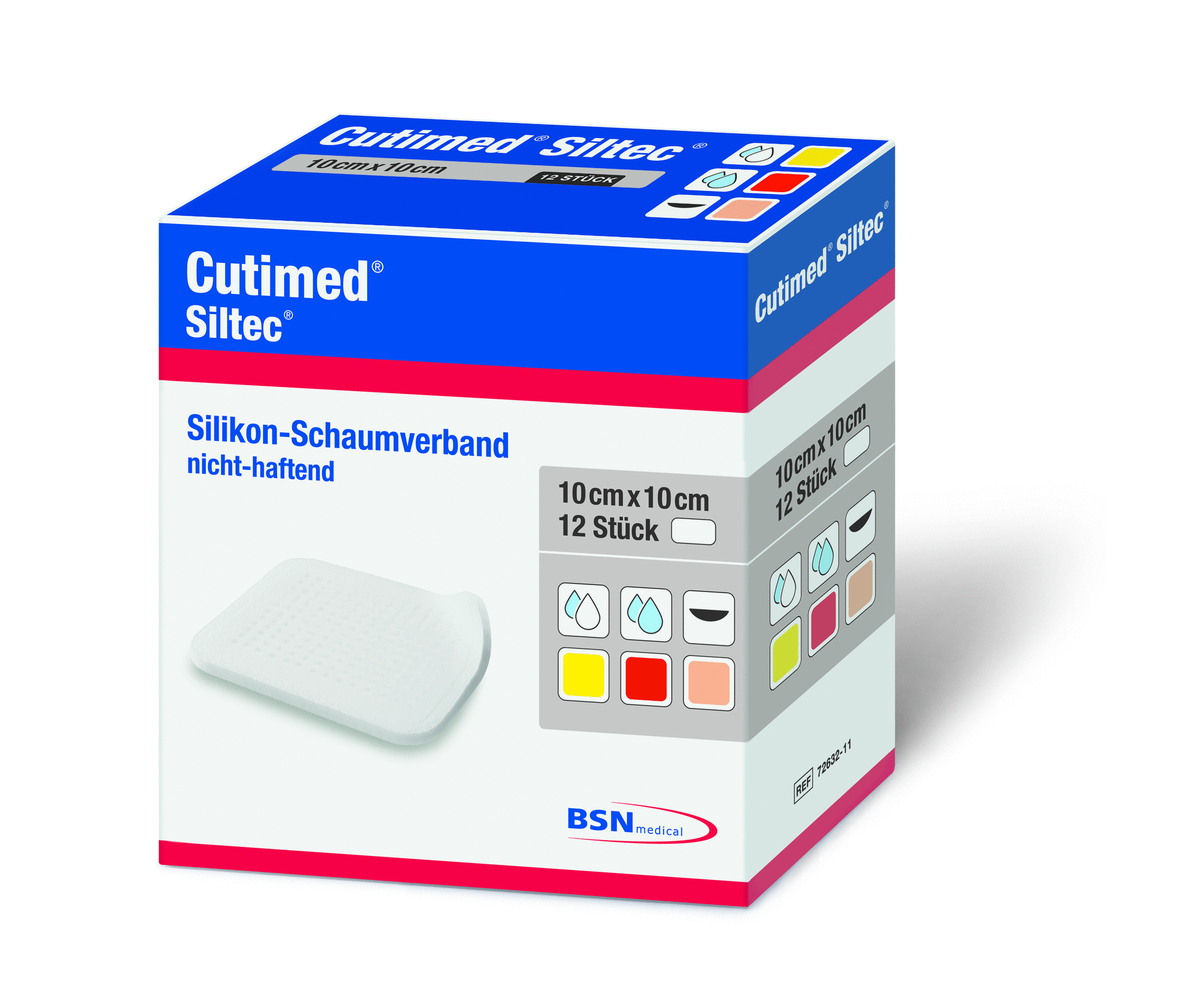 Cutimed Siltec Schaumverband 10 x 10 cm - 12 Stück