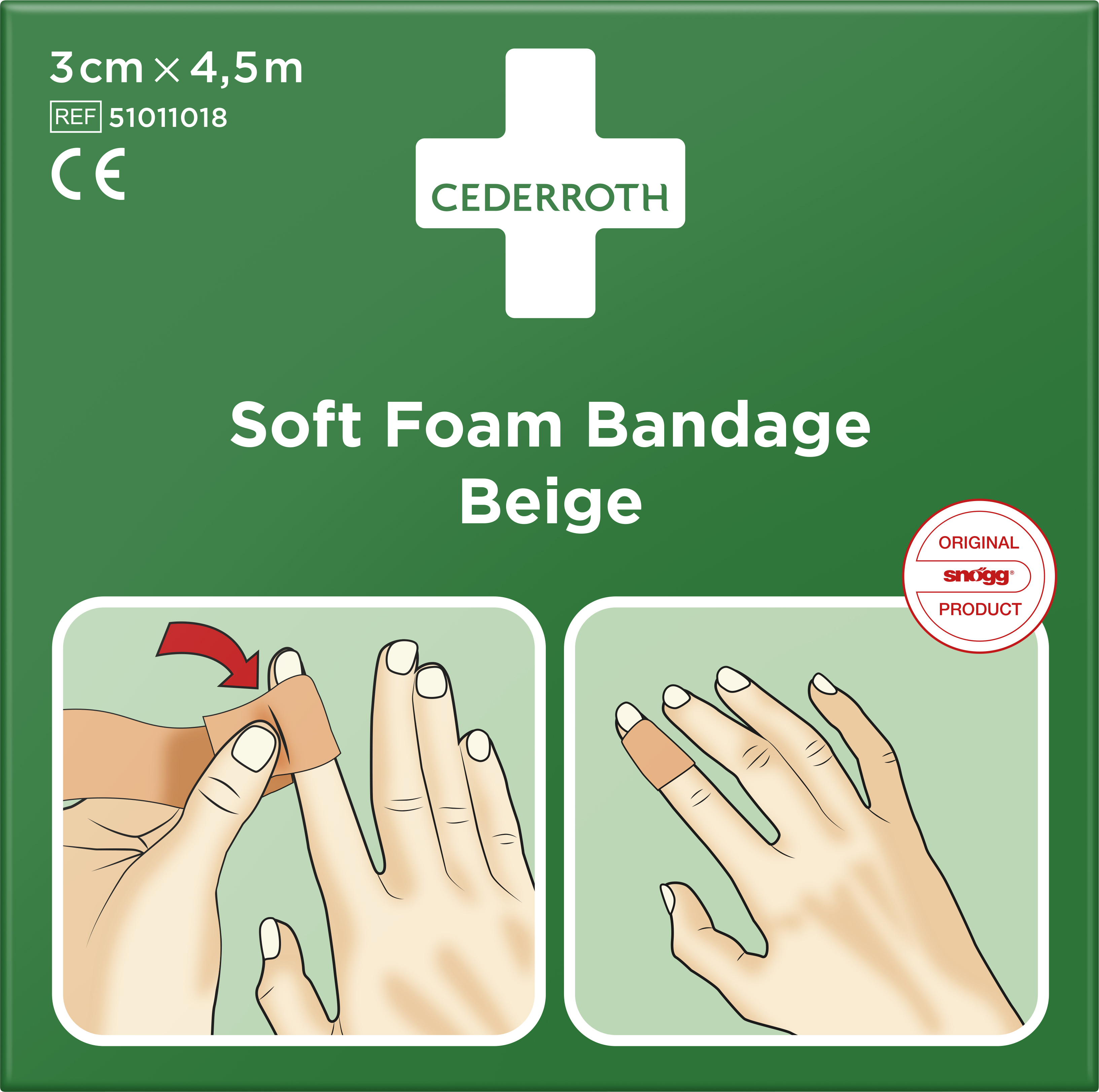 CEDERROTH Soft Foam Bandage Beige 3 cm x 4,5 m