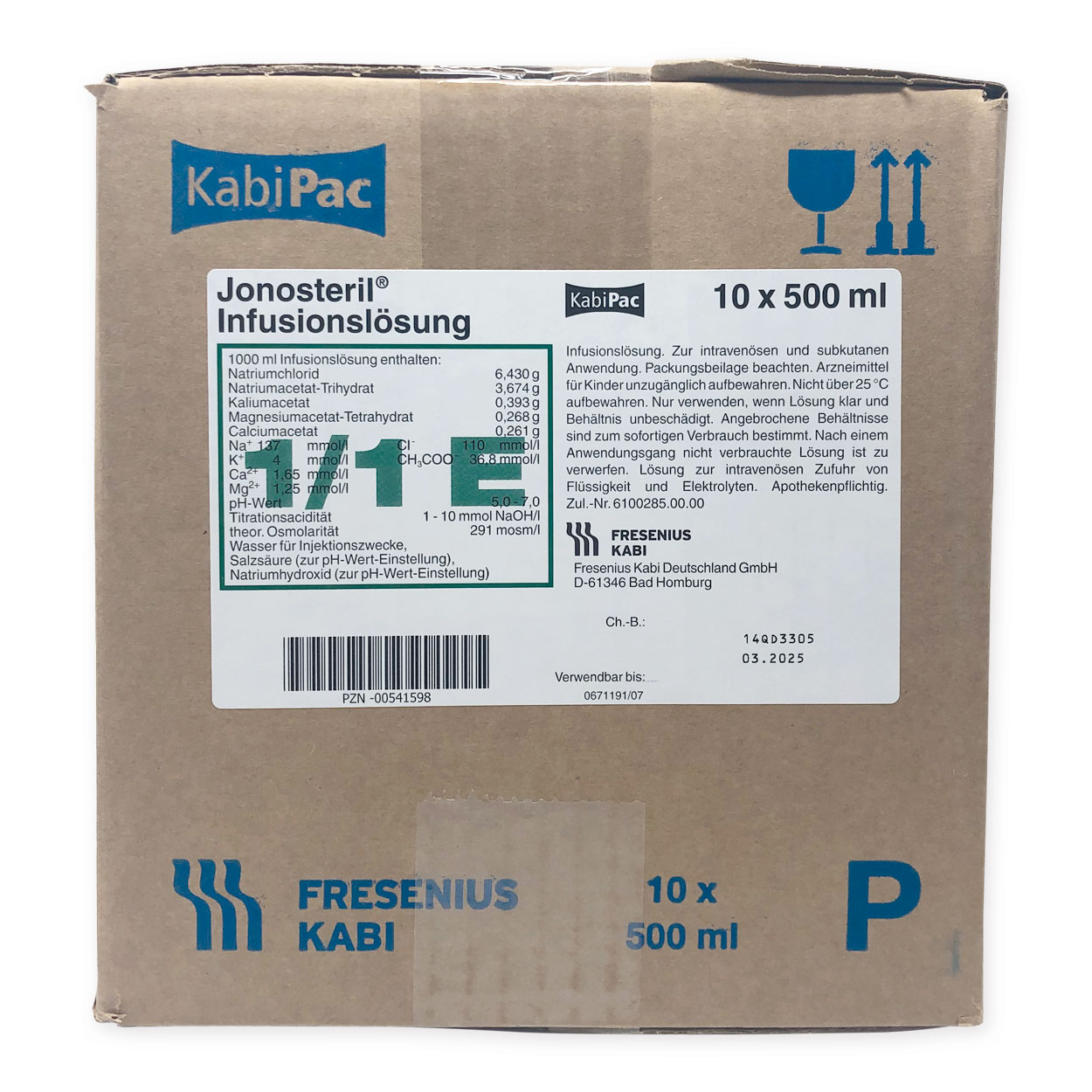 Jonosteril® Infusionslösung 500 ml im FreeFlex-Beutel - Karton à 20 Beutel