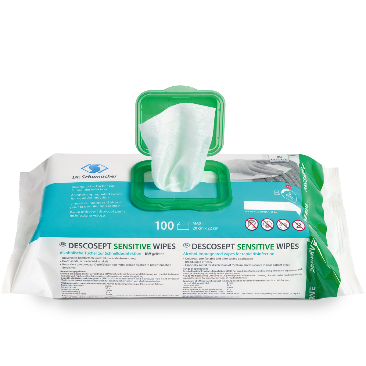 DESCOSEPT SENSITIVE WIPES Desinfektionstücher - Packung à 100 Stück