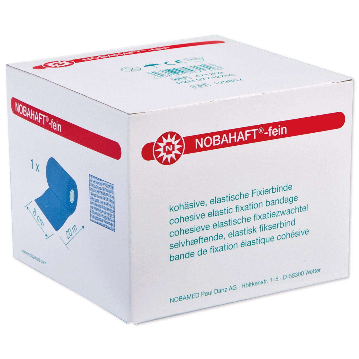 Kohäsive Fixierbinde, 4 cm x 20 m, blau
