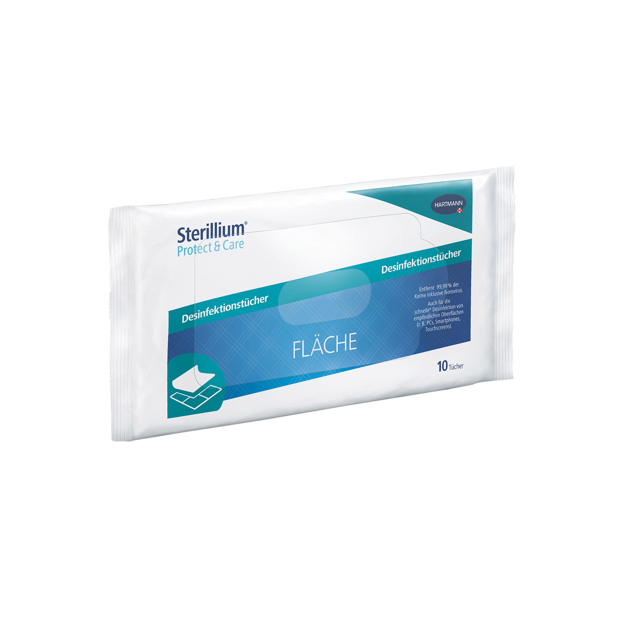 Sterillium® Protect & Care Desinfektionstücher Fläche, Flowpack (10 Tücher)