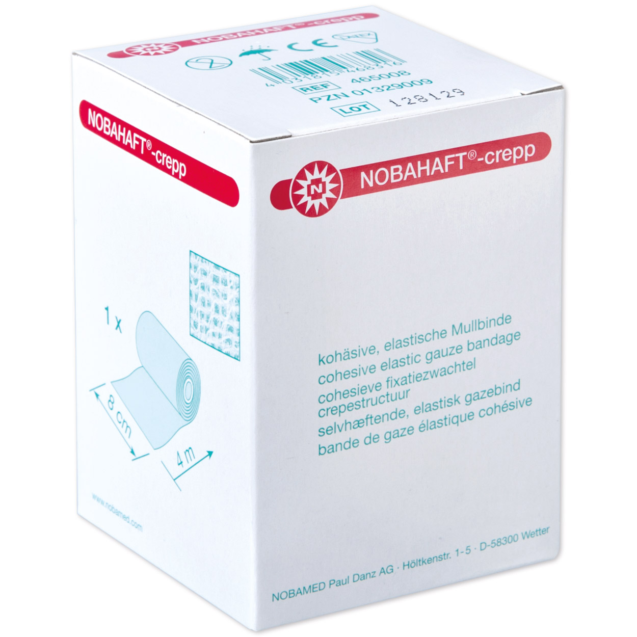 Kohäsive Fixierbinde, crepp, 8 cm x 4 m, weiß