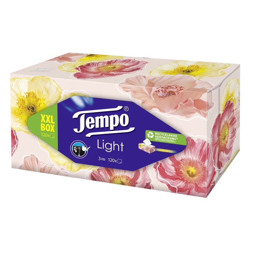 Tempo XXL Light Box Taschentücher Box, 3-lagig - Box à 120 Tücher