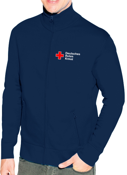 Sweatshirt-Jacke blau mit DRK Kompaktlogo