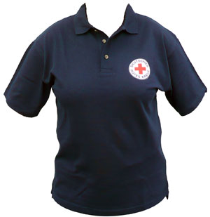 Poloshirt blau mit gesticktem DRK Rundlogo