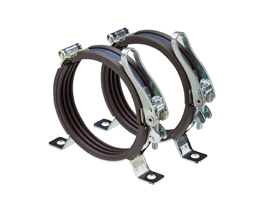 Flaschenspannschelle mit Konsole, Gummiprofil, Satz a 2 Stück für stationäre O2-Anlagen in Gebäuden oder Fahrzeugen für 2,0- und 3,0-l- Sauerstoff-Flaschen, 100 mm Ø (erfüllt die Norm EN 1789)