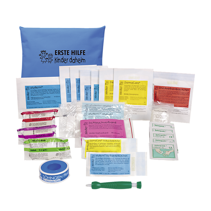Erste-Hilfe-Set Kinder daheim blau