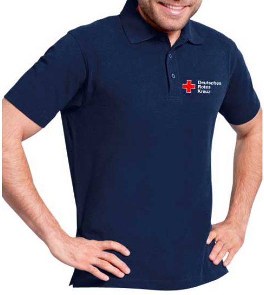 Poloshirt blau mit "Rettungsdienst" + Kurve