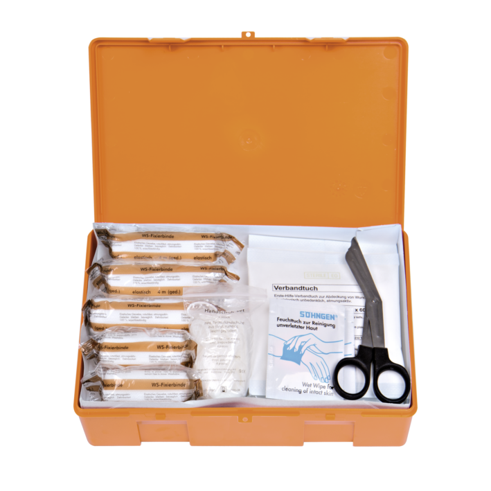 KFZ-Verbandkasten KU orange mit Füllung Standard DIN 13164
