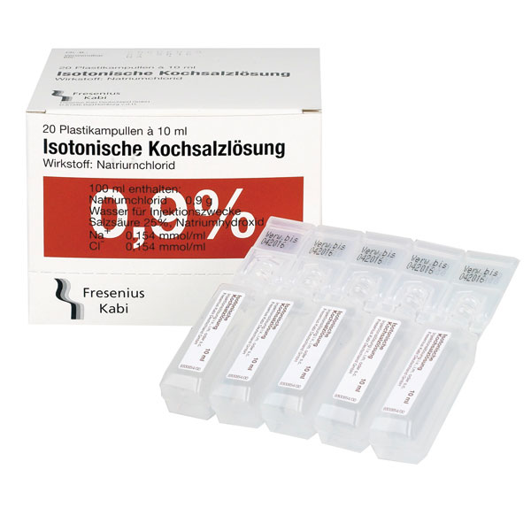 NaCl 0,9% Infusionslösung, 10 ml-Ampullen - Packung à 20 Stück