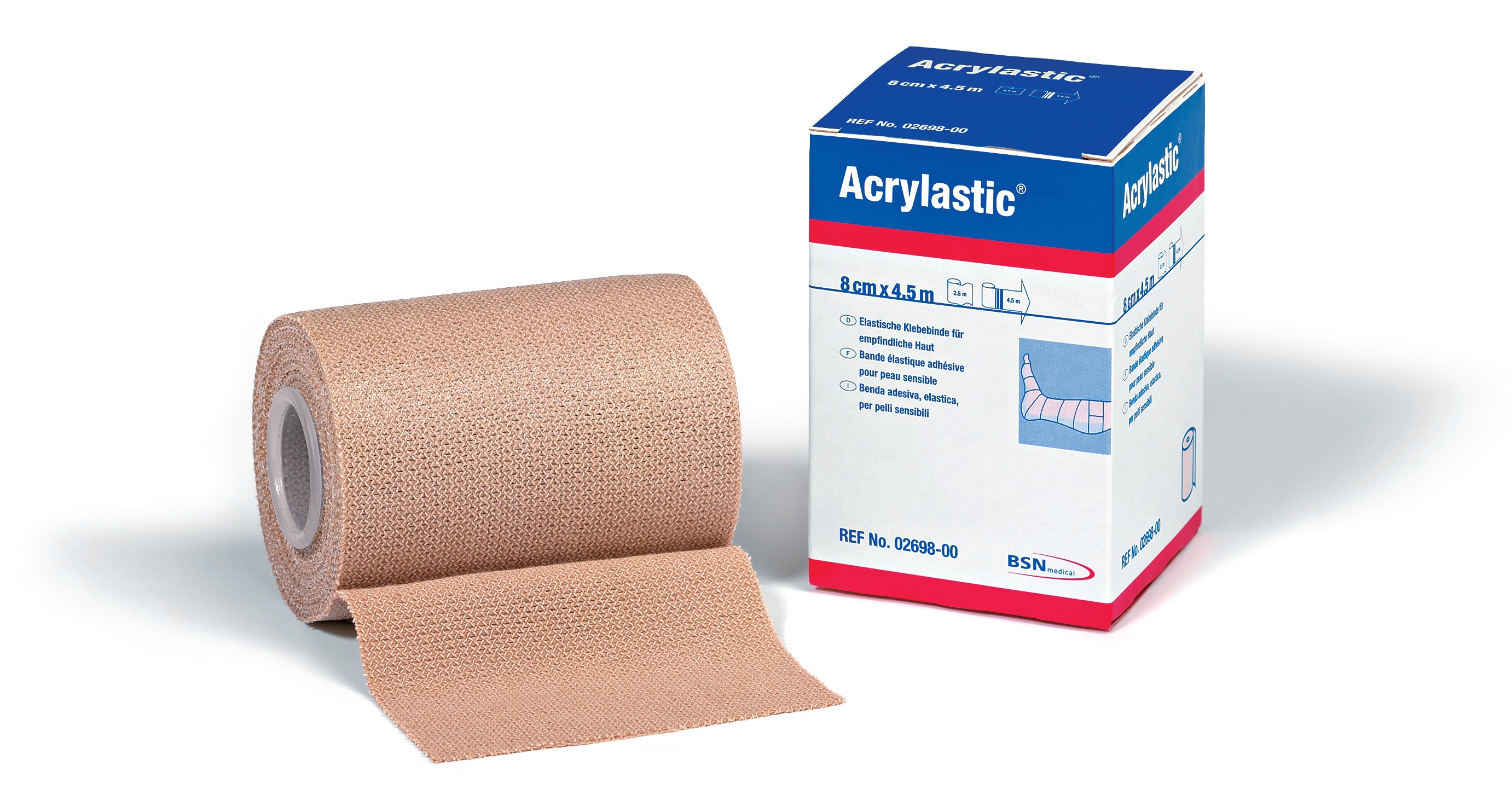 Acrylastic elastische Klebebinde 8 cm x 2,5 m - Packung à 12 Stück